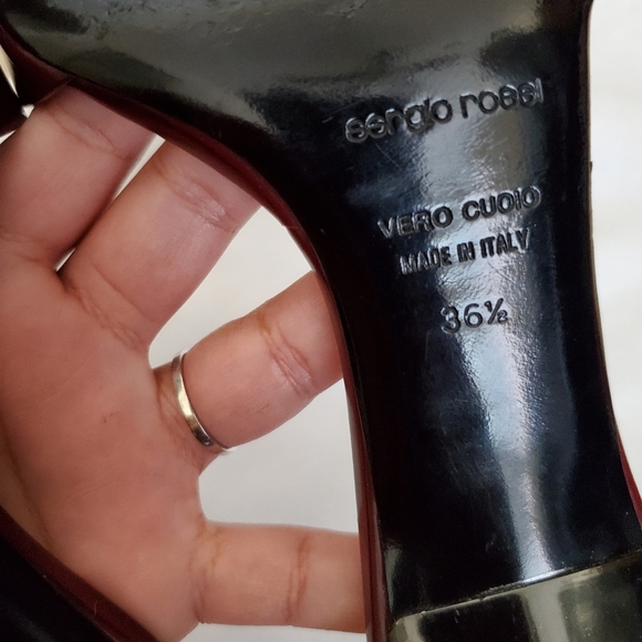 Sergio Rossi Leather Ruby Gemstone 925 Sterling Silver Women's Heels Size 6 - Picture 6 of 15